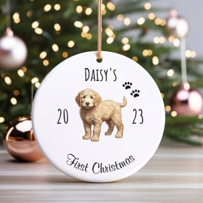 Personalized Goldendoodle First Christmas Ornament