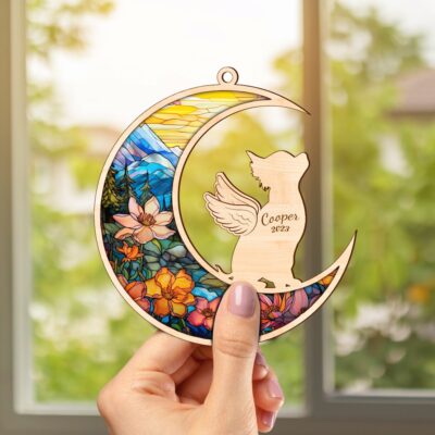 Personalized Heaven Wings Chihuahua Memorial Suncatcher