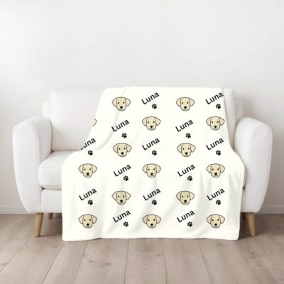 Personalized Labrador Retriever Paw Blanket