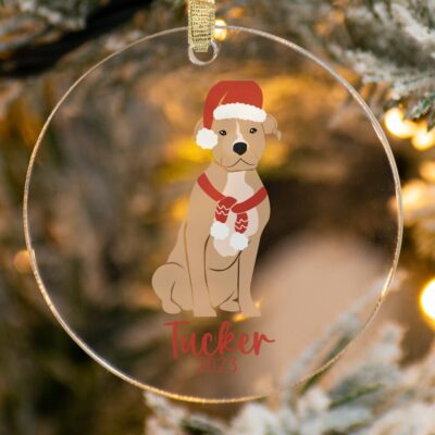 Personalized Pitbull Christmas Hat Ornament