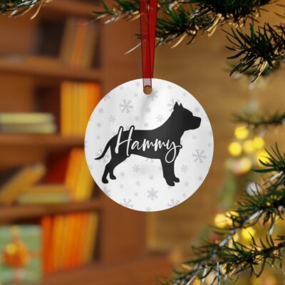 Personalized Pitbull Christmas Snow Ornament