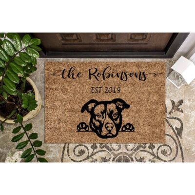 Personalized Pitbull Dog Doormat