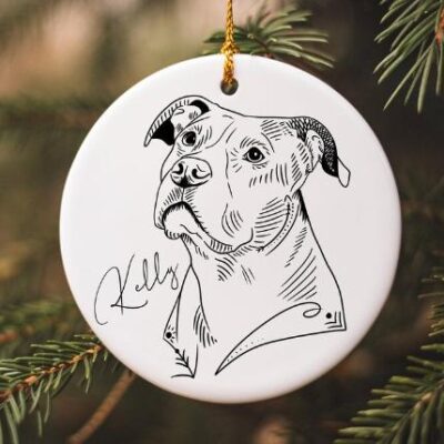 Personalized Pitbull Outline Ornament