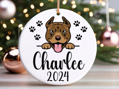 Personalized Pitbull Paw Ornament