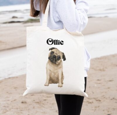 Personalized Pug Cute Tote Bag