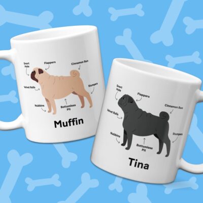 Personalized Pug Diagram Anatomy Mug