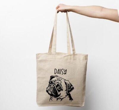 Personalized Pug Dog Lover Tote Bag