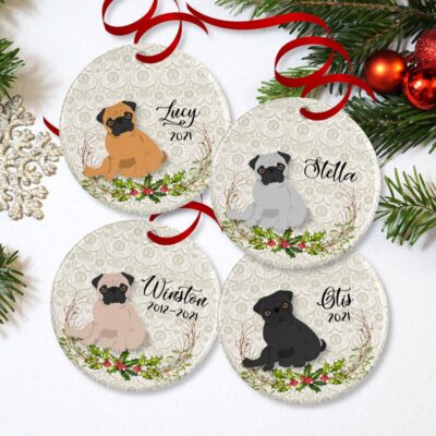 Personalized Pug Lover Christmas Ornament