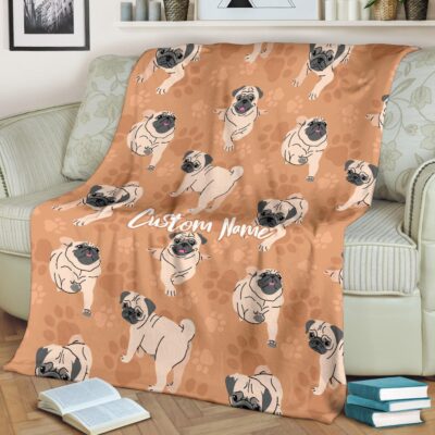 Personalized Pugs Mom Dad Dog Owner Blanket