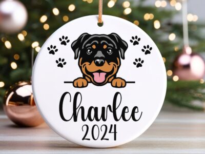 Personalized Rottweiler Paw Ornament