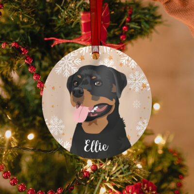 Personalized Rottweiler Snow Ornament