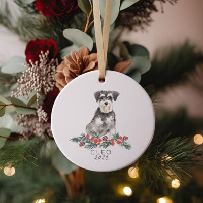 Personalized Schanuzer Dog Christmas Ornament