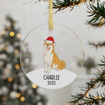 Personalized Shiba Inu Dog Holiday Ornaments