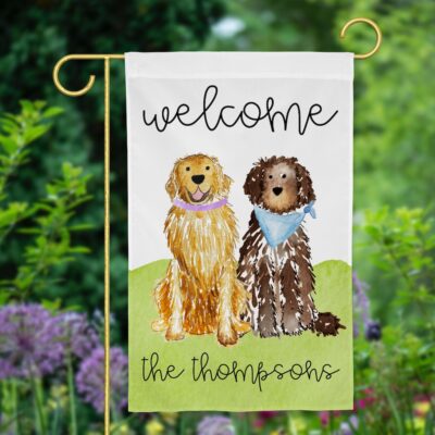 Personalized Welcome Goldendoodle Garden Flag