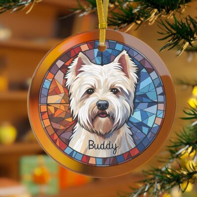 Personalized Westie Glass Ornament