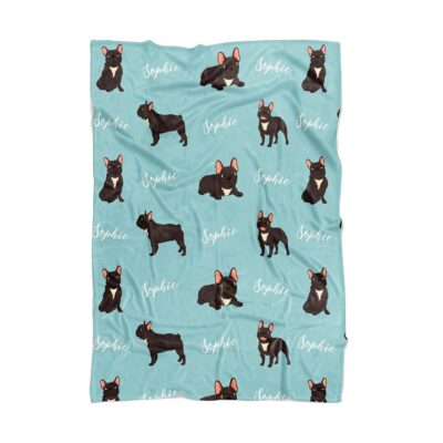 Personalized White French Bulldog Blanket