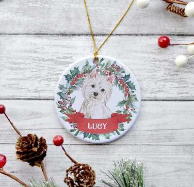 Personalized White Westie Cute Ornament