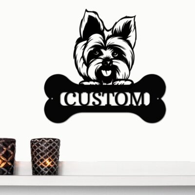 Personalized Yorkshire Terrier Dog Metal Art Wall Sign