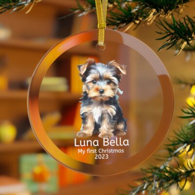 Personalized Yorkshire Terrier Glass Ornament