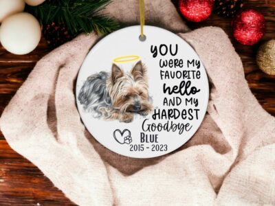 Personlaized Yorkie Dog Memorial Gifts Ornament