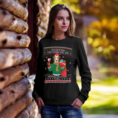 Pit Bull Wine Lovers Ugly Christmas Sweatshirt