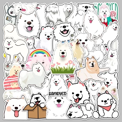 50 Pcs Cute Cartoon Samoyed Meme Waterproof Sticker