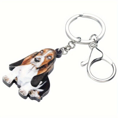 Acrylic Basset Hound Dog Keychain