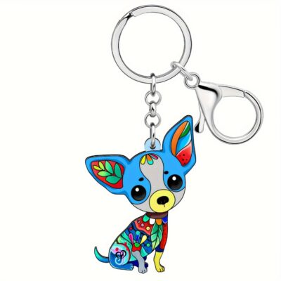 Acrylic Cute Chihuahua Dog Keychain