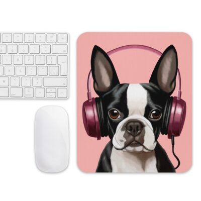 Boston Terrier Headphone Mouse Pad