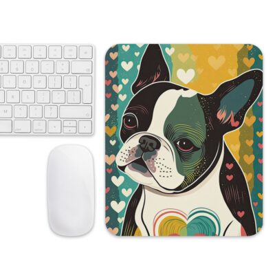 Boston Terrier Love Heart Mouse Pad