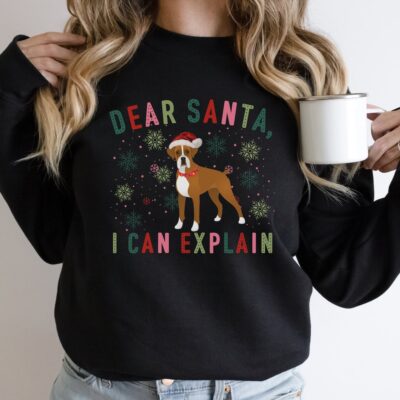 Boxer Dog Dear Santa Christmas Sweatshirt