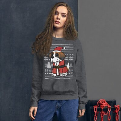 Cartoon Saint Bernard Ugly Christmas Sweatshirt