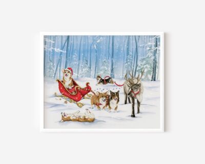 Christmas Corgi Art Wall Art