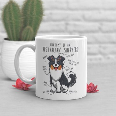 Cute Tri Color Aussie Shepherd Anatomy Mug