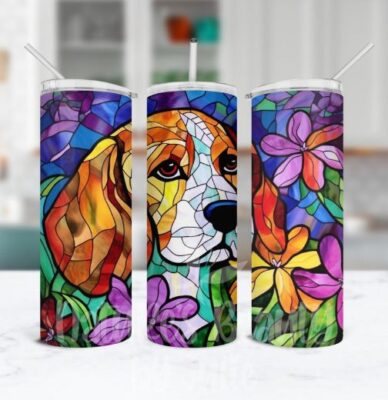 Faux Stained Glass Beagle Tumbler