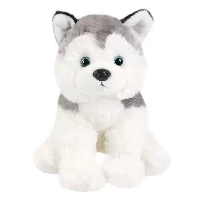 Husky Doll Black White Dog Plush