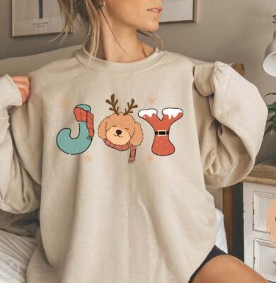 Joy Christmas Poodle Sweatshirt