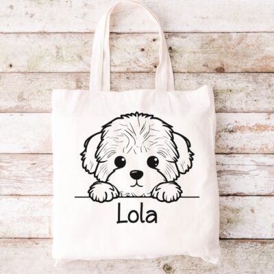 Jumbo Personalized Bichon Frise Tote