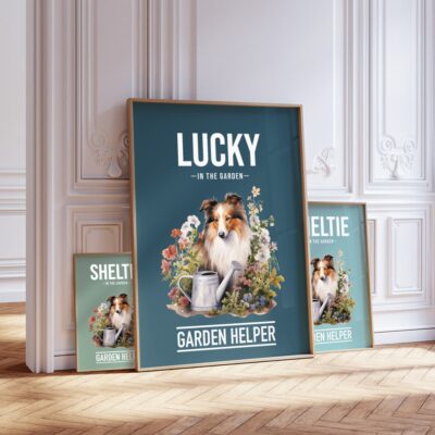 Peersonalized Sheltie In Garden Wall Art