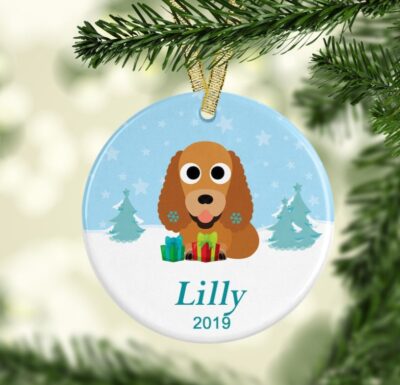 Perrsonalized Cocker Spaniel Christmas Ornament