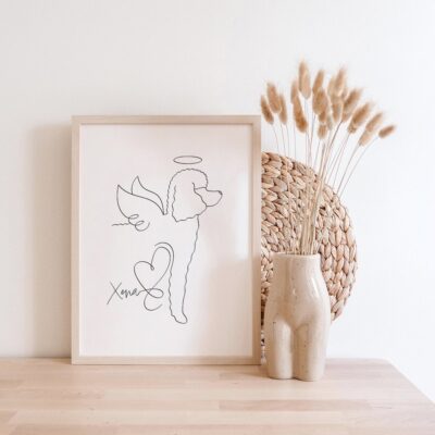 Personalised Poodle Angel Wings and Halo Wall Art