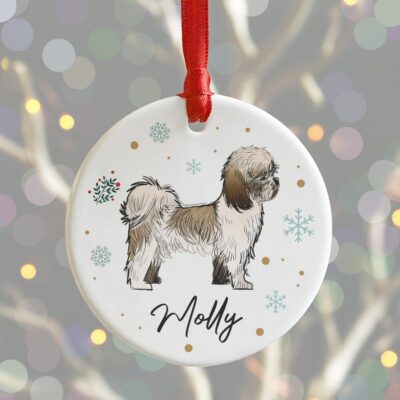 Personalised Shih Tzu Ceramic Christmas Decoration Ornament