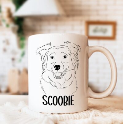 Personalized Australian Shepherd Line Drawing Mug