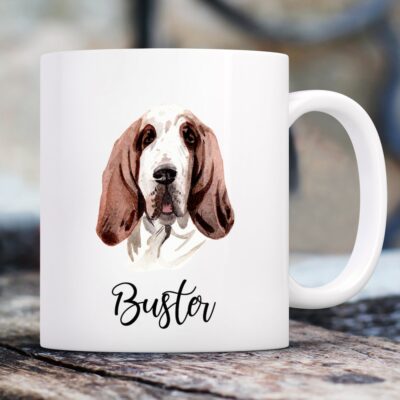 Personalized Basset Hound Watercolor Mug