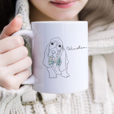 Personalized Basset Hound With Bow Mug