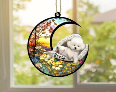 Personalized Bichon Frise Dog Memorial Suncatcher