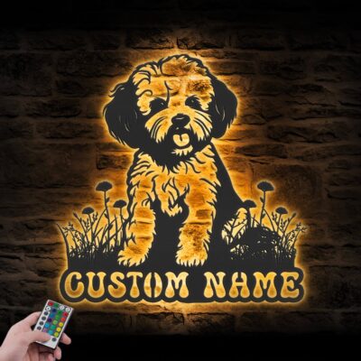 Personalized Bichons Frise Metal Wall Art LED Light