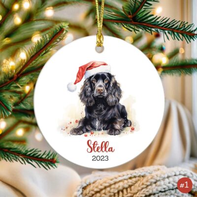 Personalized Black Cocker Spaniel Dog Ornament