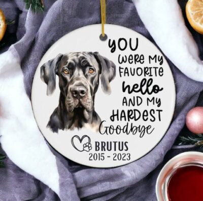 Personalized Black Great Dane Memorial Ornament