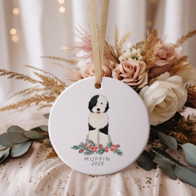 Personalized Black and White Doodle Christmas Ornament